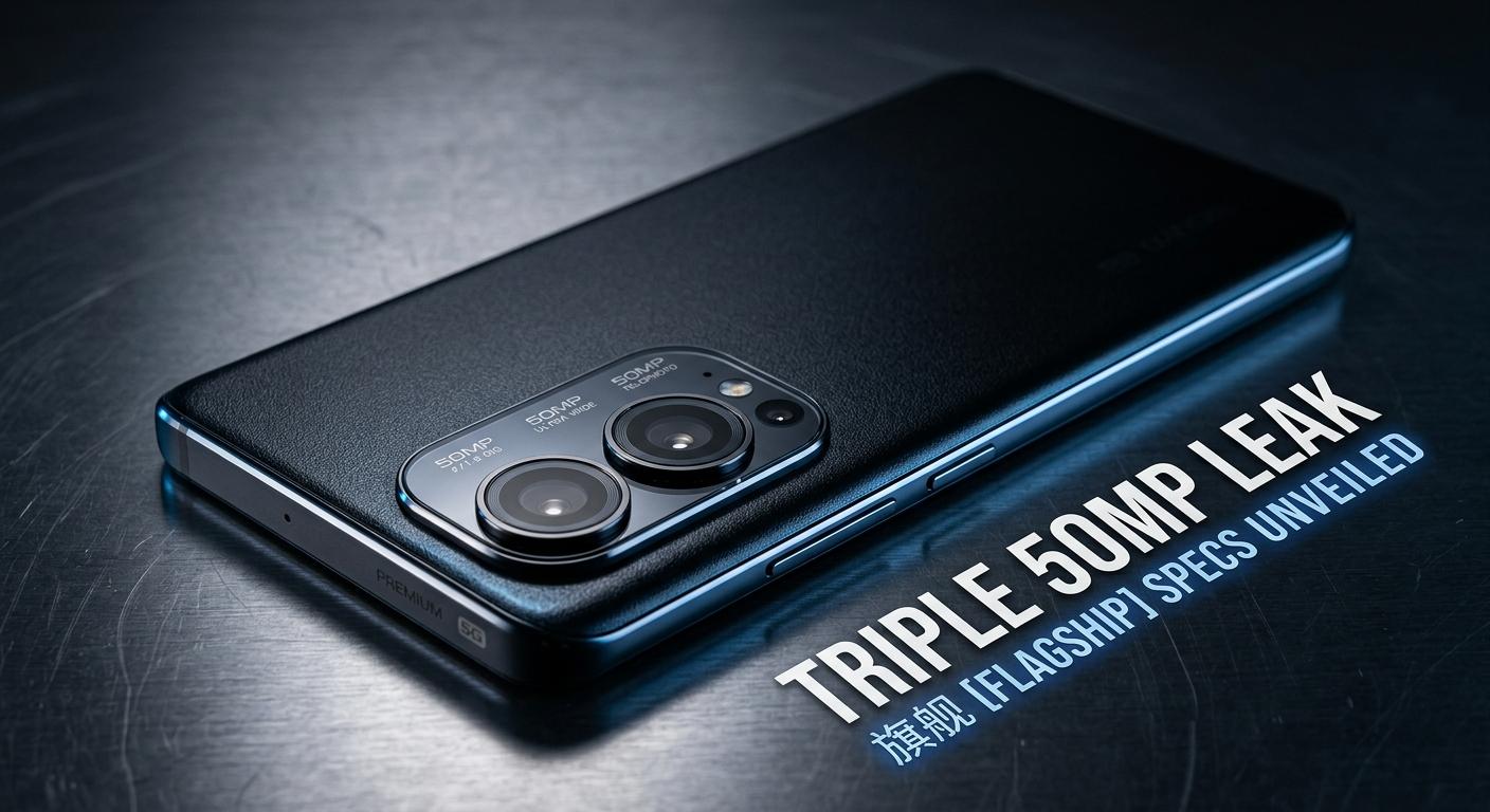 Rear view of a smartphone prototype with three circular camera lenses arranged neatly on the back panel