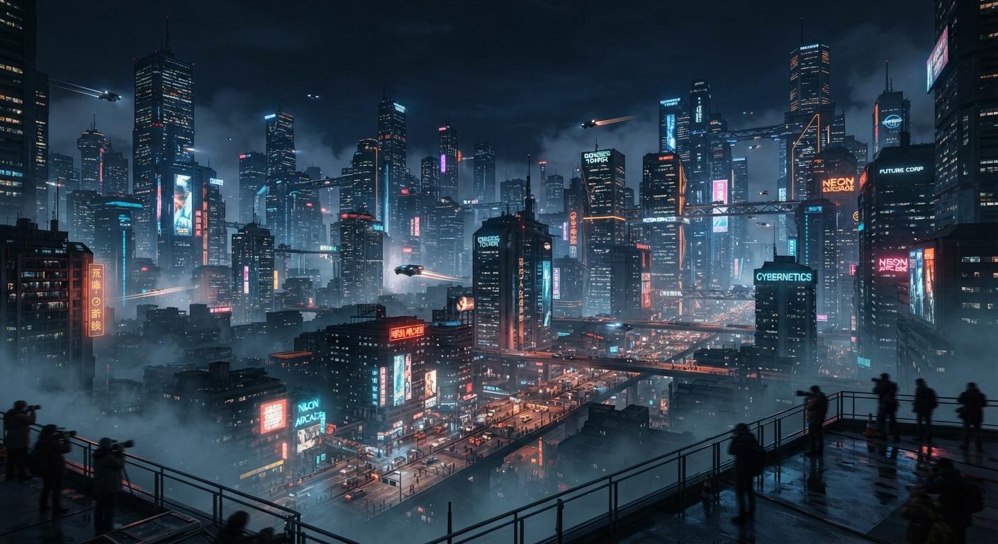 Cyberpunk: Edgerunners 2 key art depicting the ensemble cast against a neon Night City skyline.