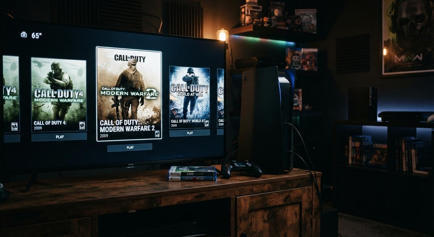 PlayStation 5 home screen showing digital listings for Call of Duty: Black Ops and Black Ops II.