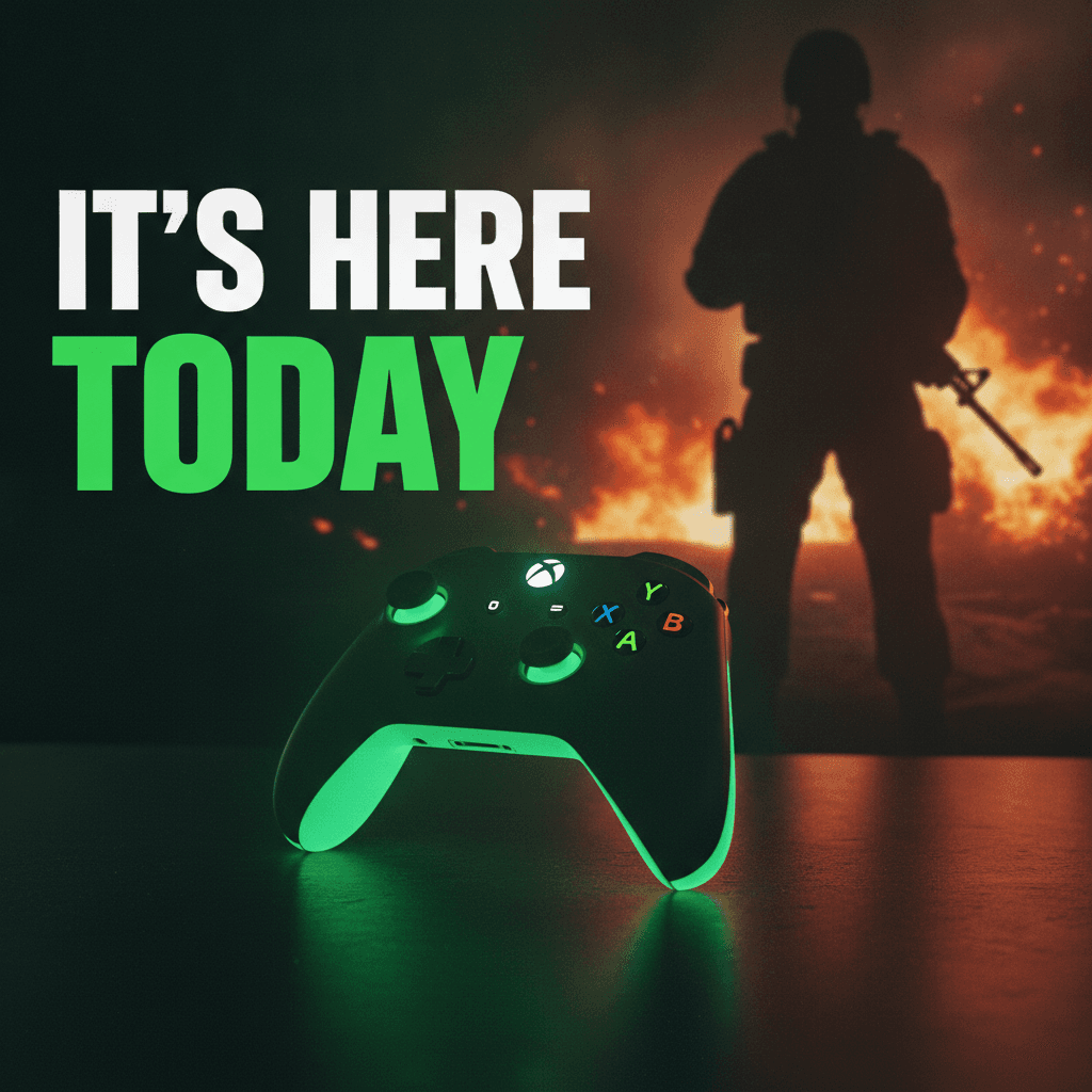 Xbox Game Pass logo with Call of Duty Black Ops 6 key art and controller on a dark background